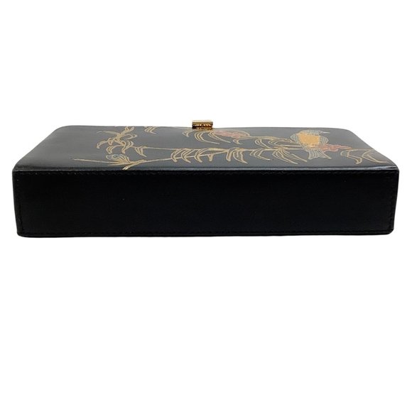Dries van Noten Black Leather Clutch with Painted Birds - Picture 5 of 6
